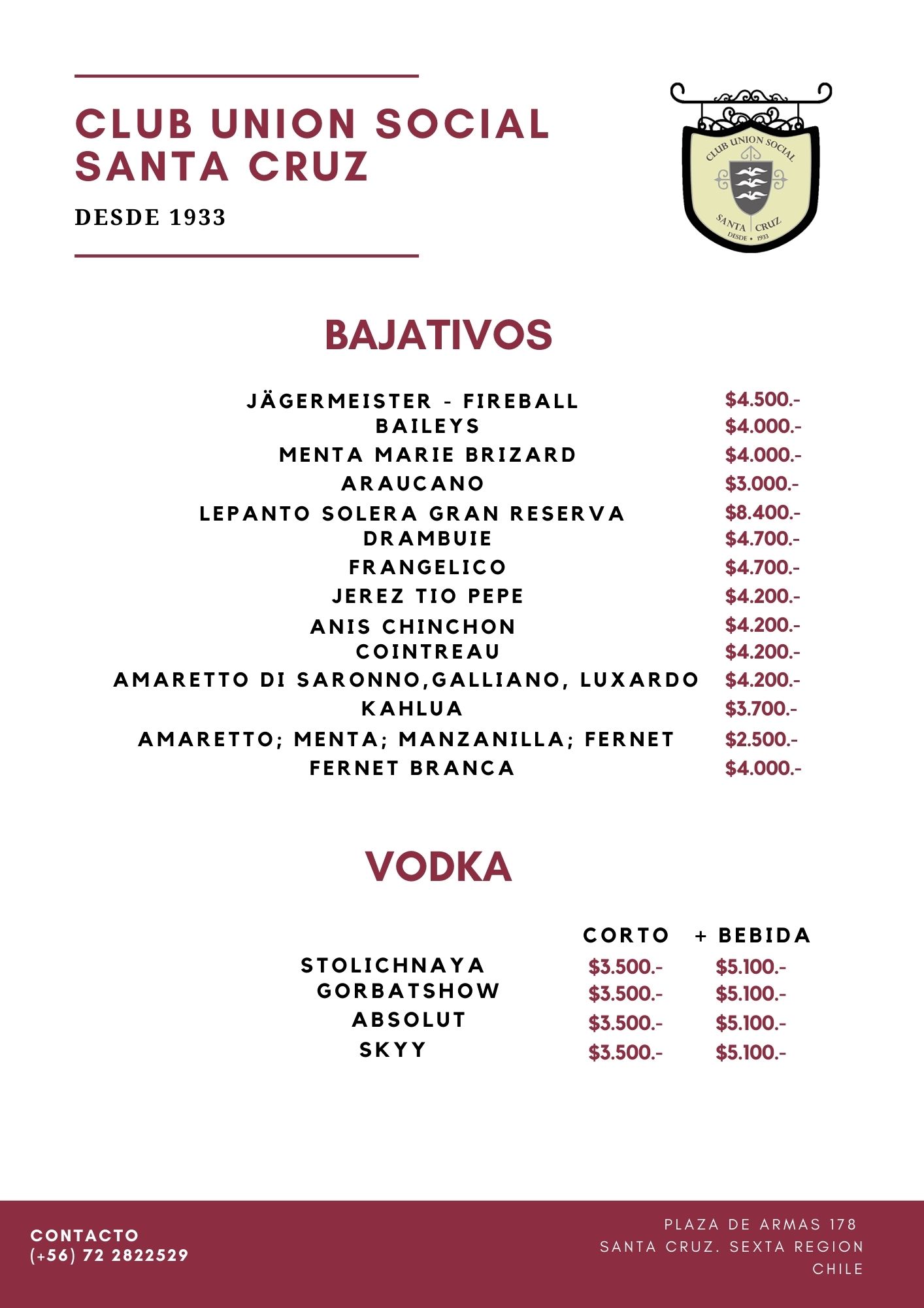 Carta Tragos Club Social 3