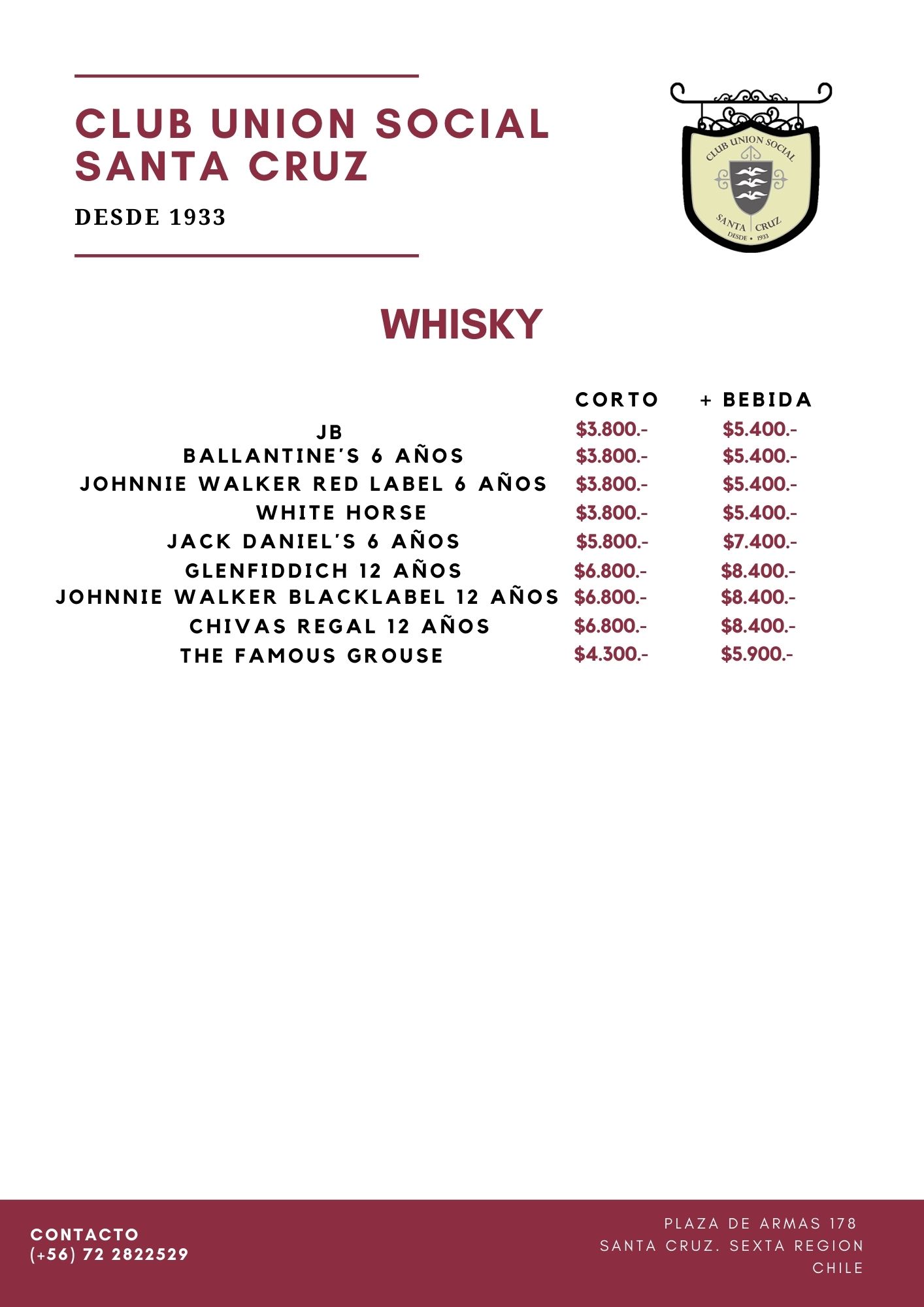 Carta Tragos Club Social 5